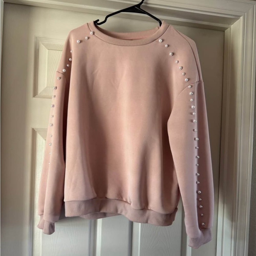 SHEIN Blush Ribbed Sweatshirt